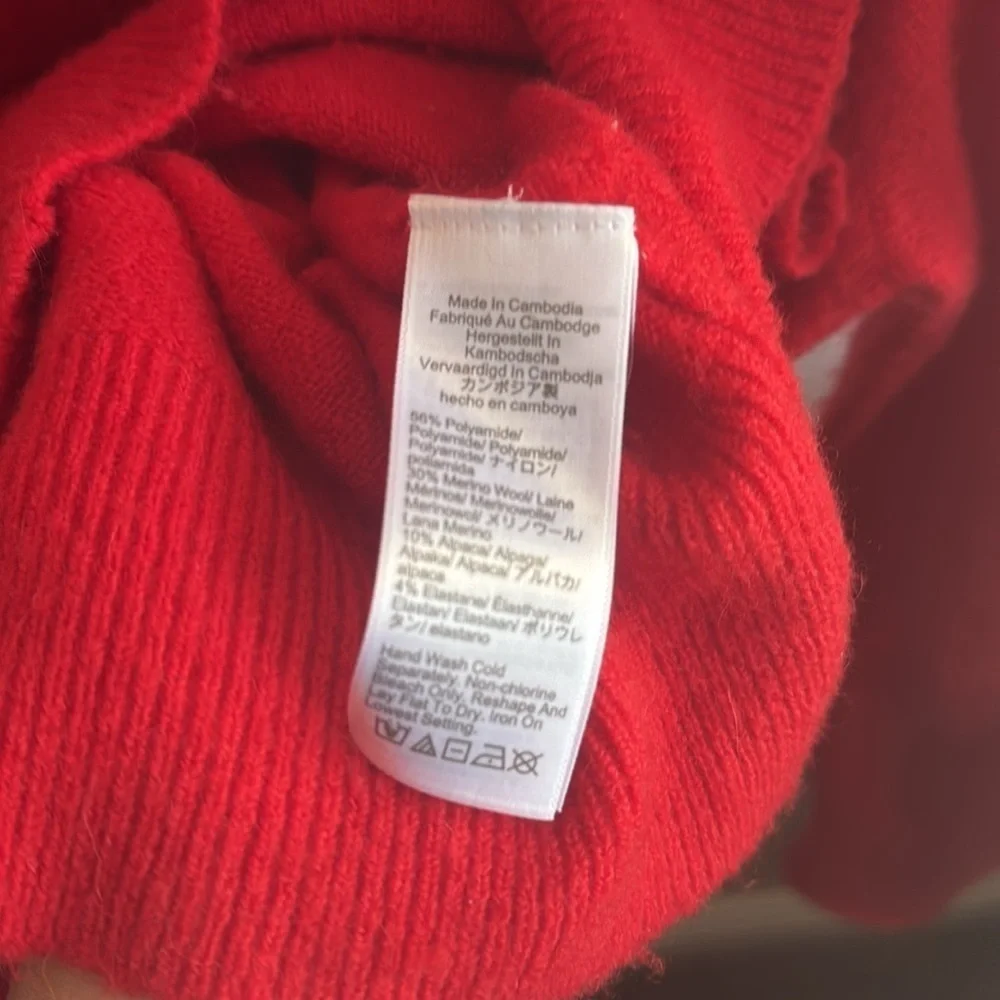 J. Crew Red Crewneck Sweater Classic Red Knit Design Merino Wool Blend Soft